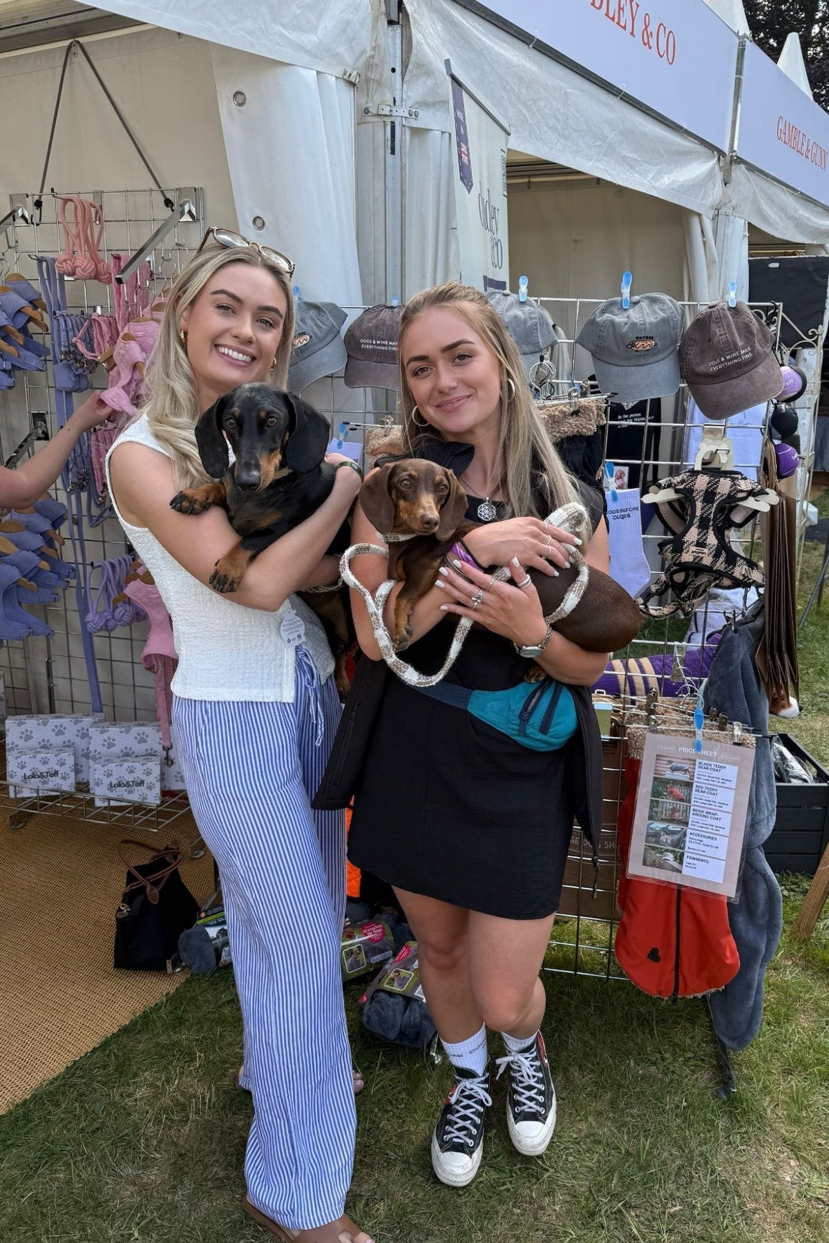 Sausage, Richmond, Georgie and Emily, the founders of The Sausage Dog Shop.