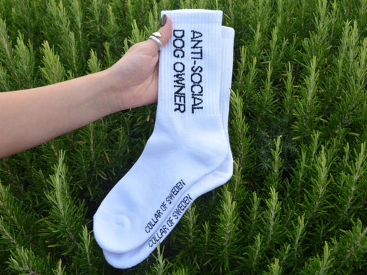'Anti-Social Dog Owner' White Socks