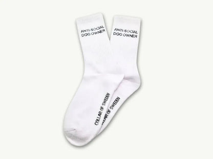 'Anti-Social Dog Owner' White Socks