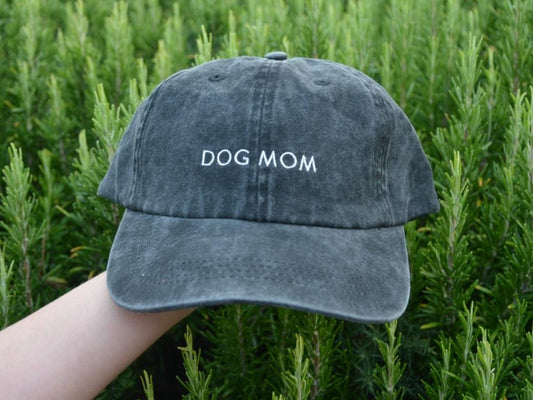 'Dog Mom' Black Denim Cap