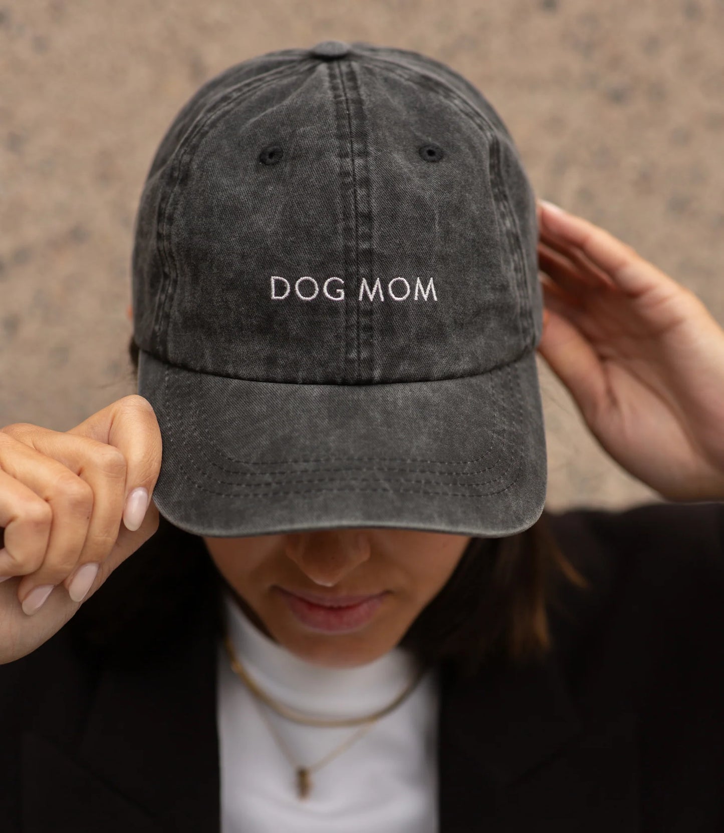'Dog Mom' Black Denim Cap