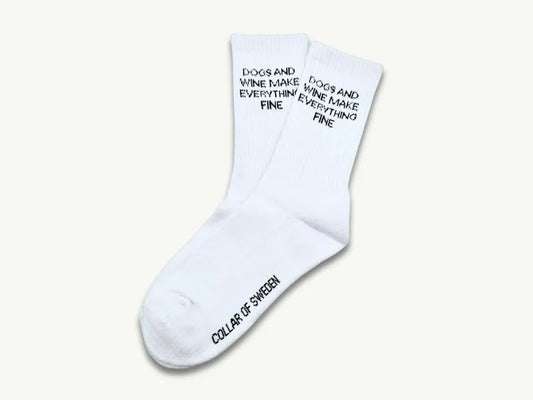 'Dogs and Wine Make Everything Fine' White Socks