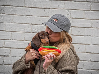 Hot Dog embroidered denim cap for sausage dog lovers
