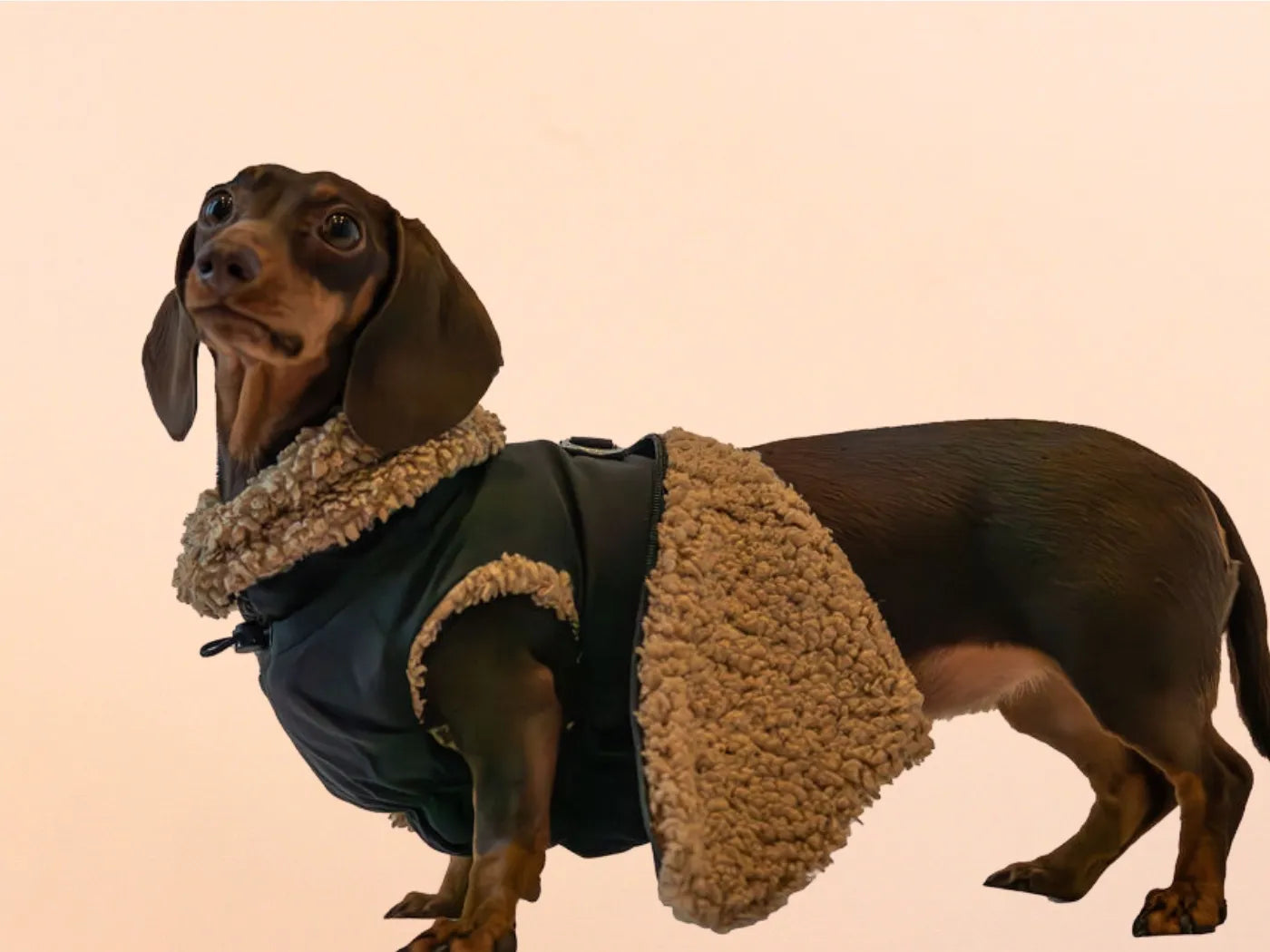 Inside Borg Fleece of Black Teddy Bear Coat.