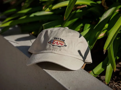 Premium dachshund accessories - beige baseball hat.