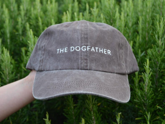 'The Dog Father' Brown Washed Denim Cap
